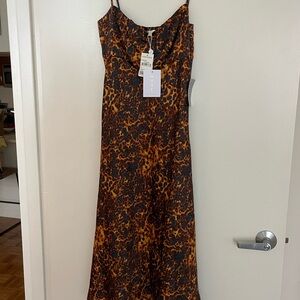 Wayf Brown and Black Patterned Maxi Dress